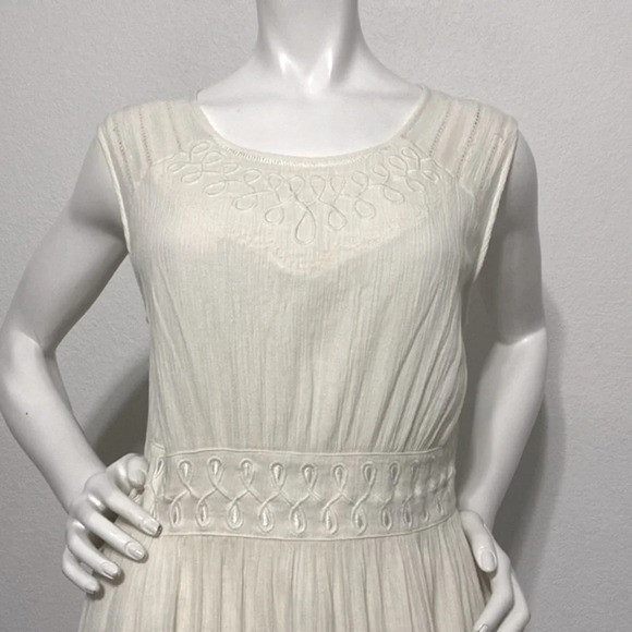 Lucky Brand Lace Boho Fit & Flare Scoop Neck Dress Cream Size M - Picture 2 of 11